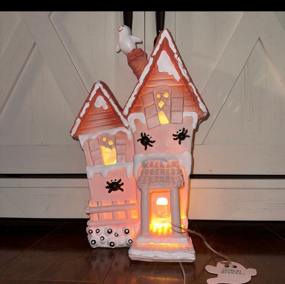 Pink Halloween Gingerbread House